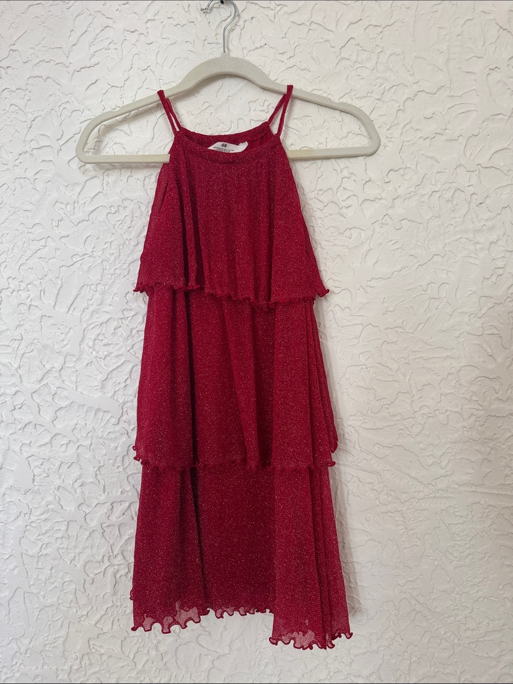 H&M Girls Sz 12/14 Sparkly Red Party Dress